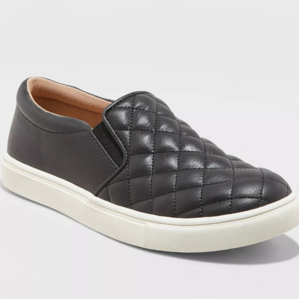 Women's Reese Sneakers Size 10 with Memory Foam Insole - A New Day™ Black